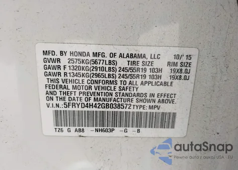 2016 Acura Mdx Technology Acurawatch Plus Packages/Technology Package из США, поврежденный, VIN 5FRYD4H42GB038572